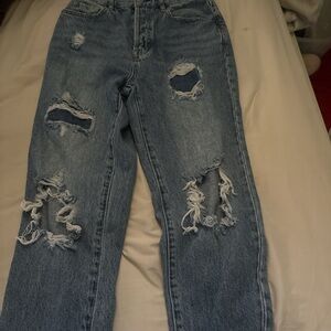 Distressed Blue Jeans
